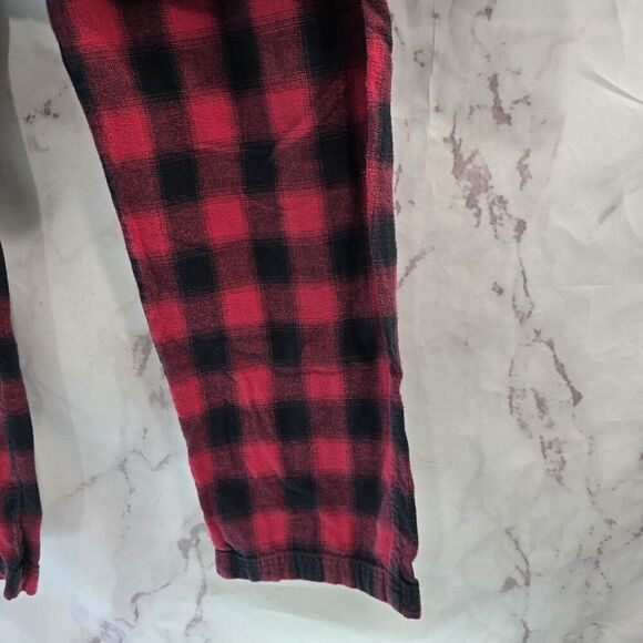 Eddie Bauer Pajamas Womens Medium Buffalo Plaid Red PJ Set Flannel Holiday - Picture 5 of 16